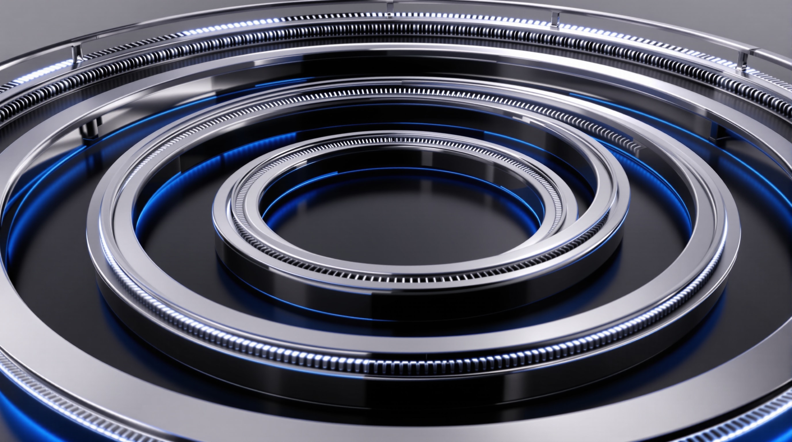 An artist's conceptual render of concentric metal rings with small rollers, an illustration only